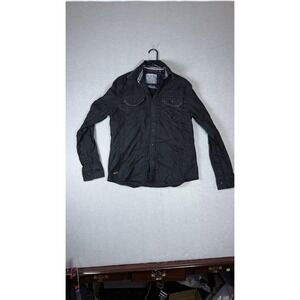 Affliction Shirt Mens Small Black Long‎ Sleeve Embroidered Western Button Up